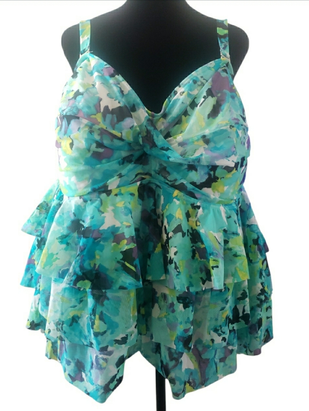 Tankini Slimming Watercolor Resort Cruise Weekend Whimsical Size 24 Swim Top